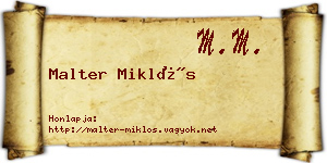 Malter Miklós névjegykártya